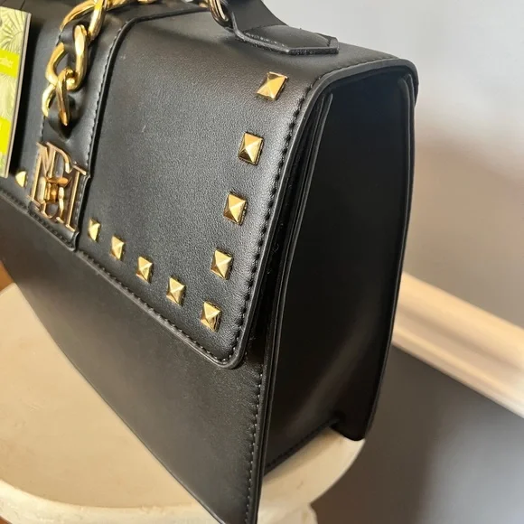 Badgley Mischka Kelly Studded/Big Chain Crossbody in Black Vegan Leather (NWT) - Picture 5 of 11